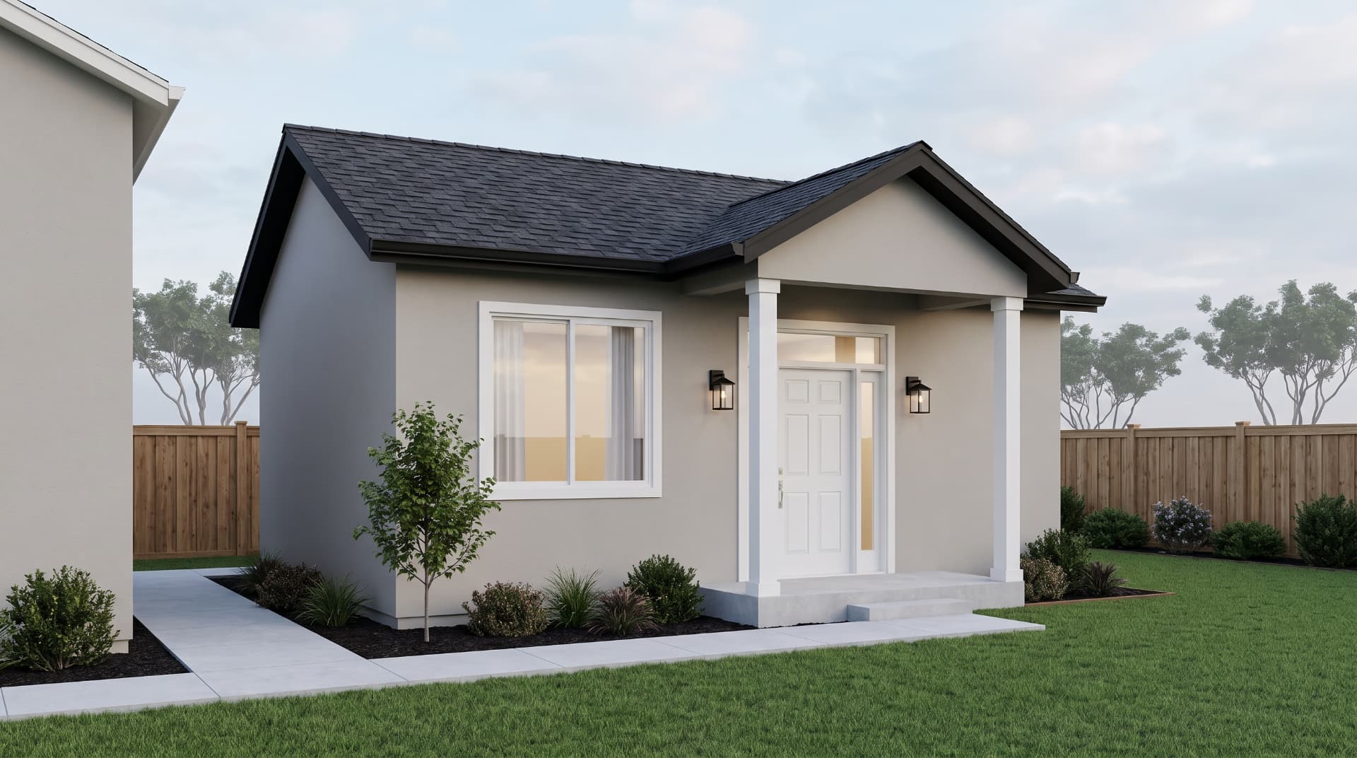 3D architectural rendering of a detached ADU